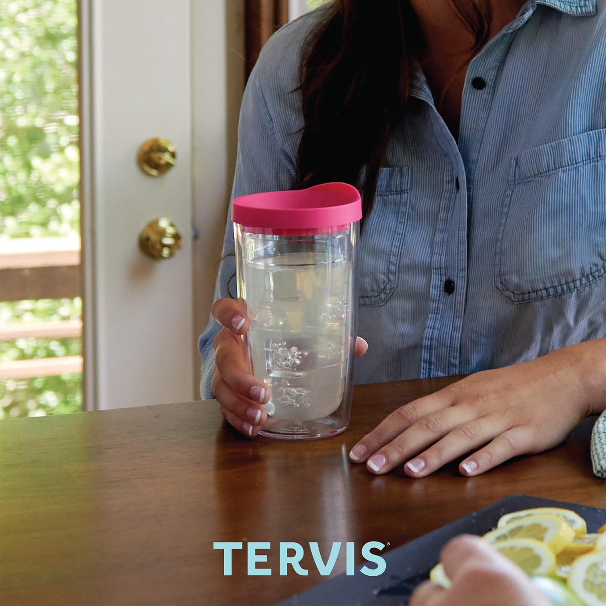 Clear & Colorful Tabletop Made in USA Double Walled Insulated Tumbler Travel Cup Keeps Drinks Cold & Hot (4 Count)