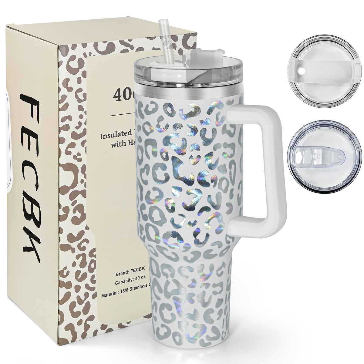 40 oz Tumbler with Handle and Straw