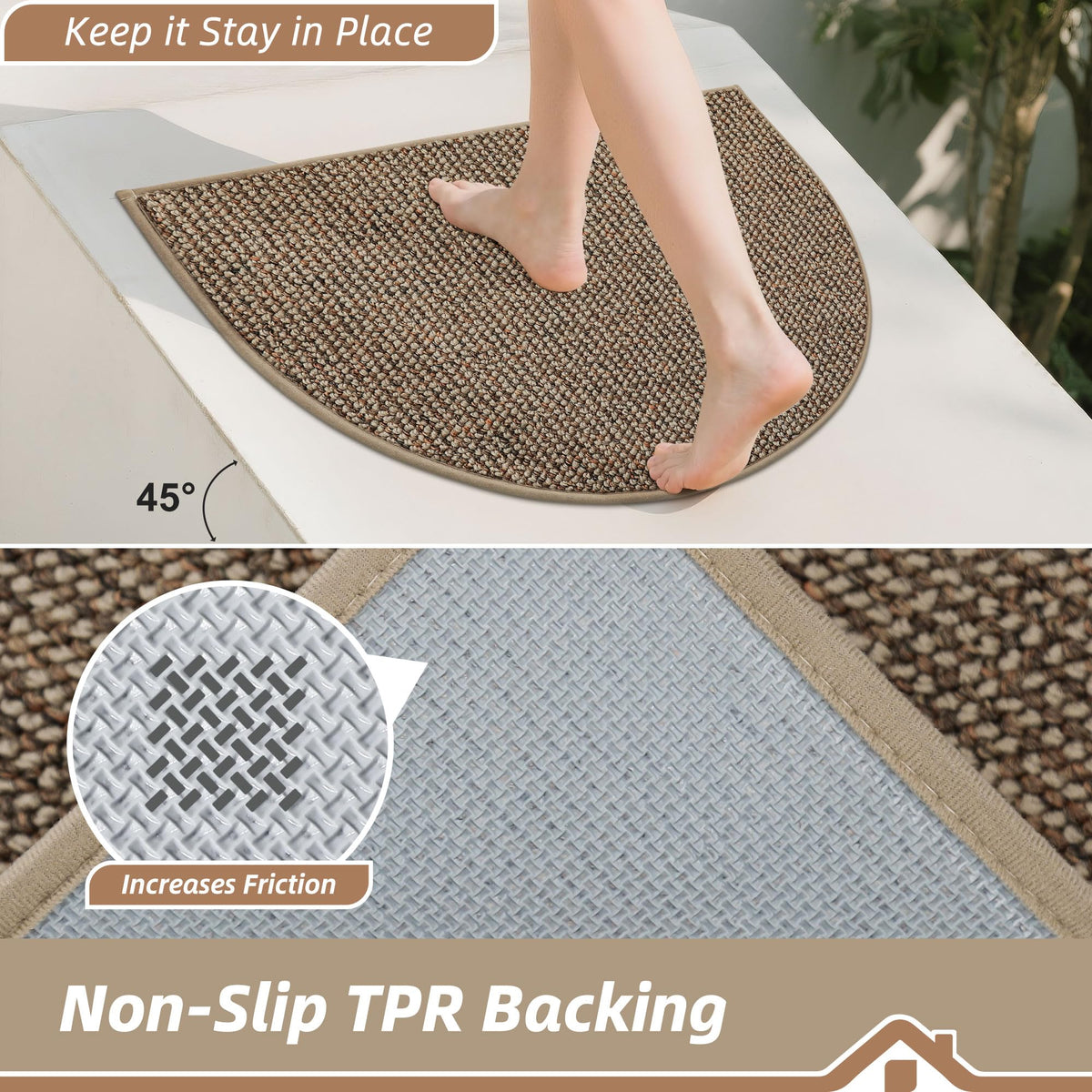 Dirt Trapper Door Mat 36" x 60" Half Circle Non Slip Rugs (15 Sq Ft)