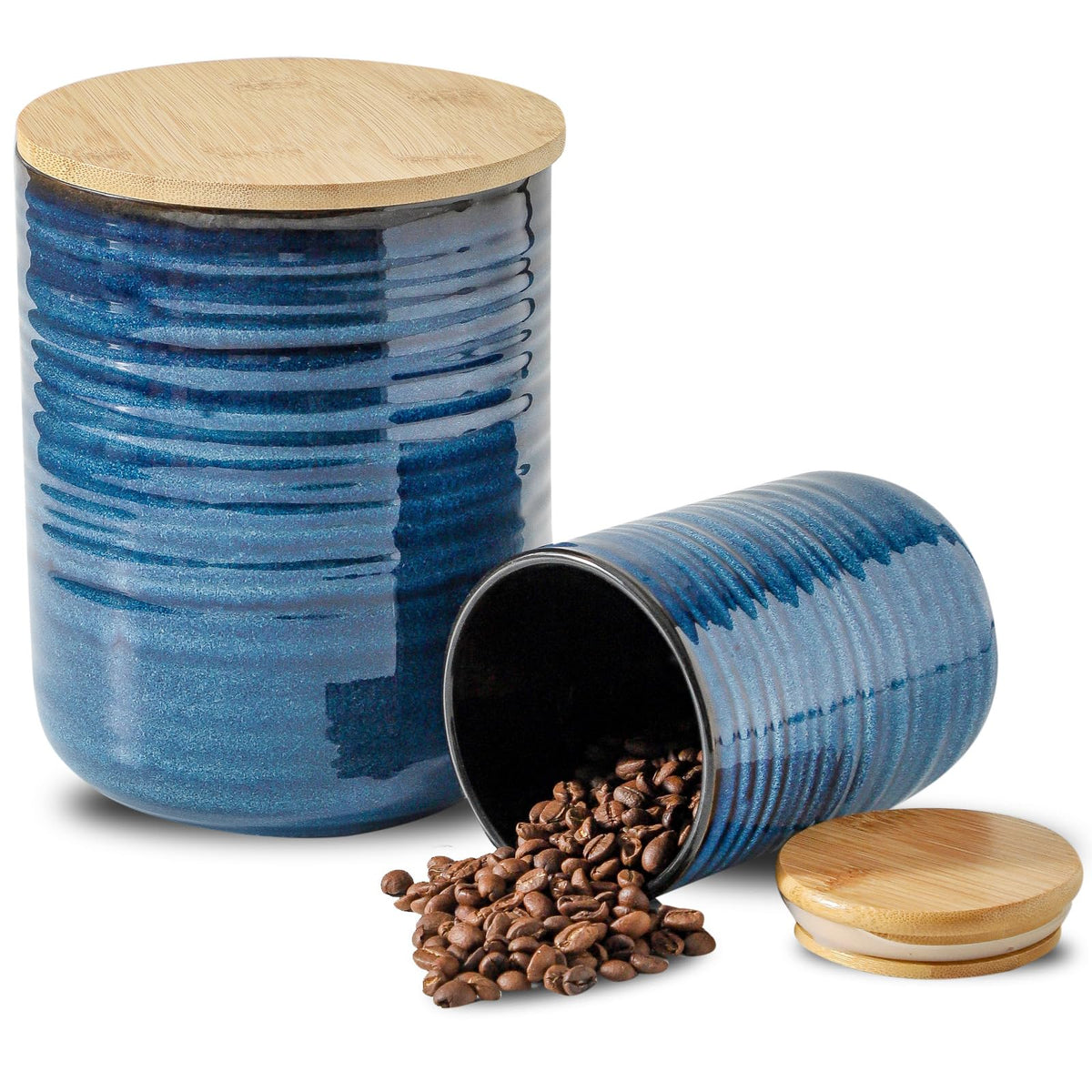 Ceramic Food Storage Jars with Bamboo Lids (2 Count)