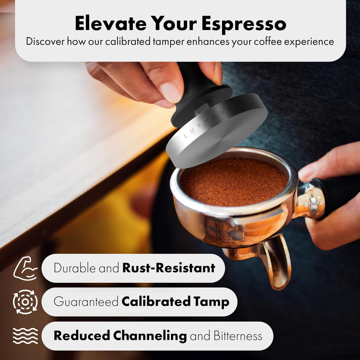 53mm Calibrated Coffee Tamper for Espresso Machine with Spring Loaded 100% Flat Stainless Steel Base