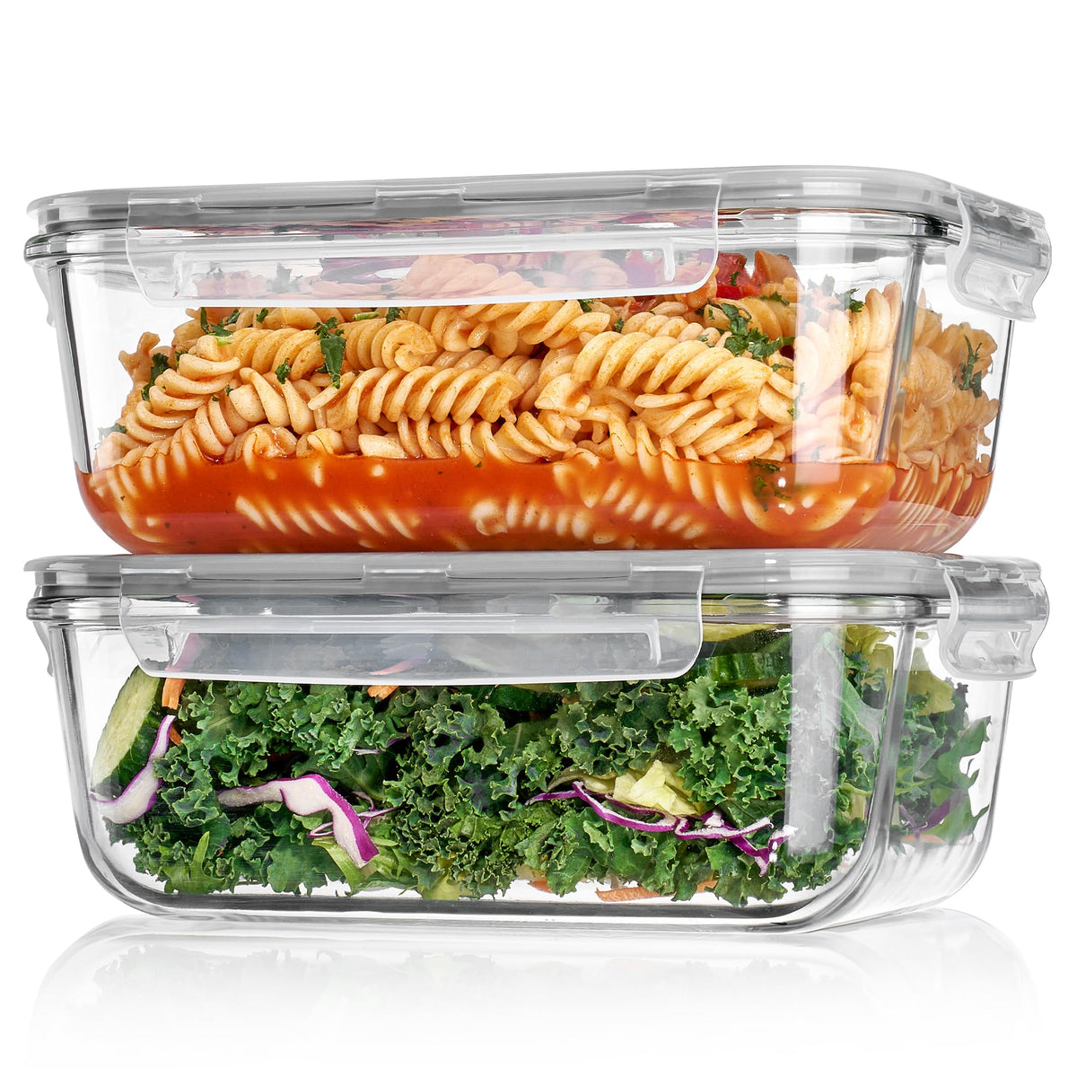 2Pack 1860ml 63oz Large Glass Storage Containers With Lids (2 Count)