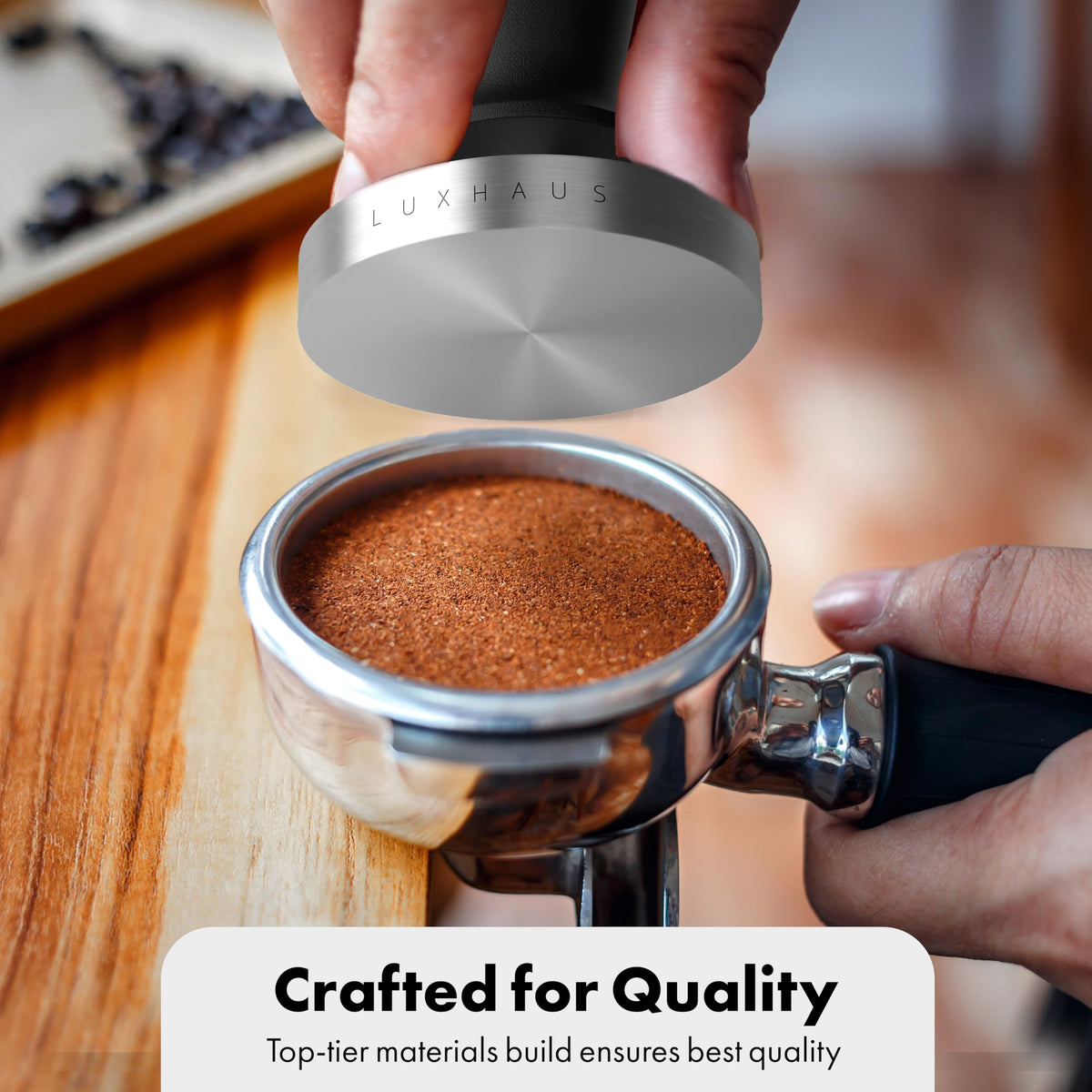 53mm Calibrated Coffee Tamper for Espresso Machine with Spring Loaded 100% Flat Stainless Steel Base