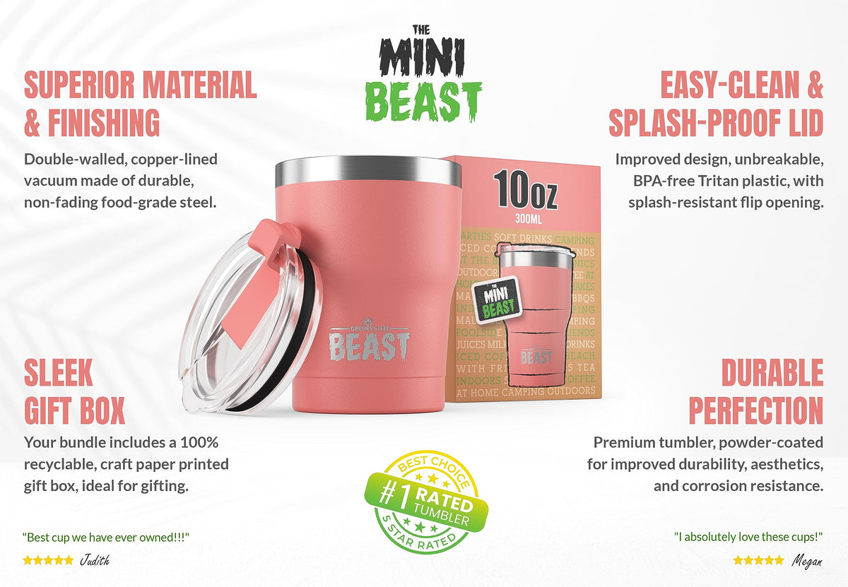 Beast 10 oz Tumbler Stainless Steel Vacuum Insulated Coffee Ice Cup Double Wall Travel Flask