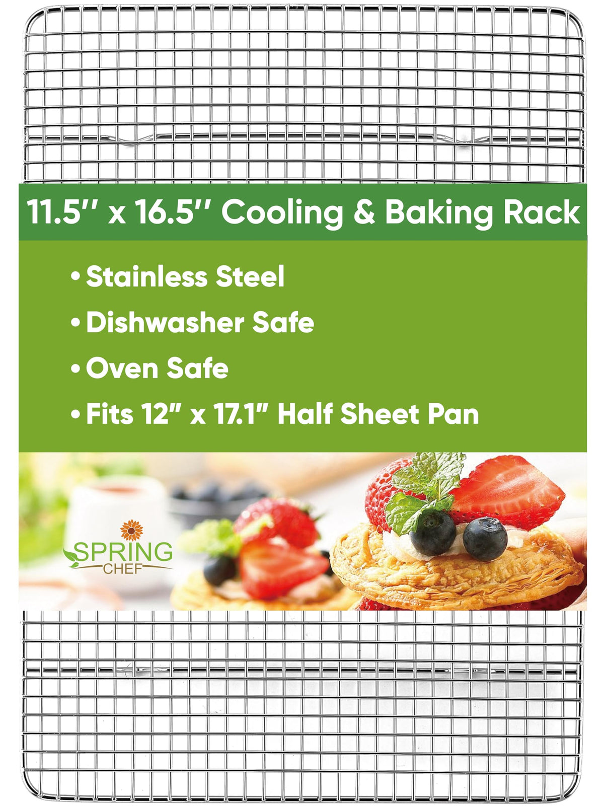 11.5" x 16.5" Stainless Steel Cooling Rack for Cooking & Baking