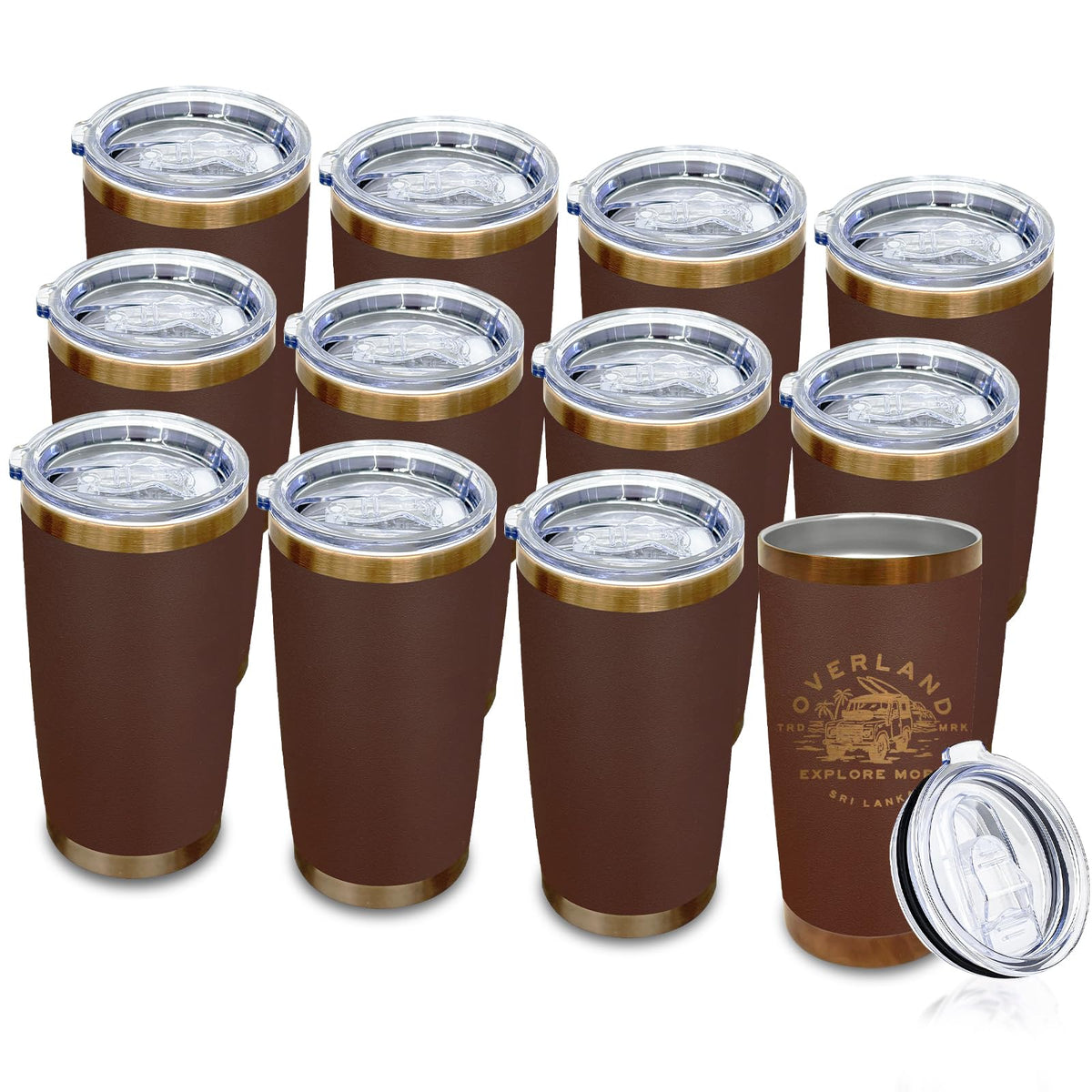 20 oz Insulated Tumblers Bulk With Lid and Straw Coffee (12 Count)