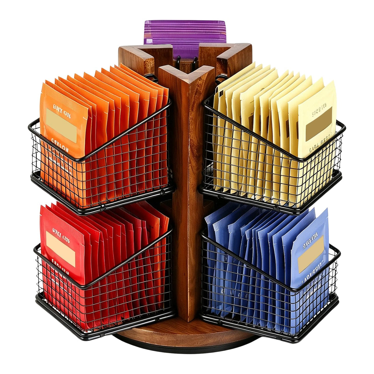Carousel Tea Bag Organizer for Counter with 6 Removable Tea Baskets