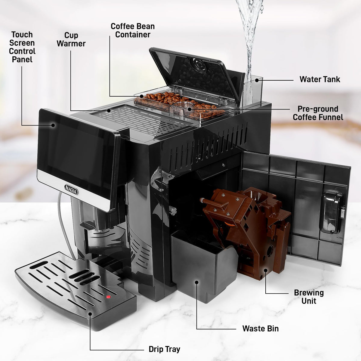 Zulay Magia Super Automatic Espresso Maker Machine with Grinder