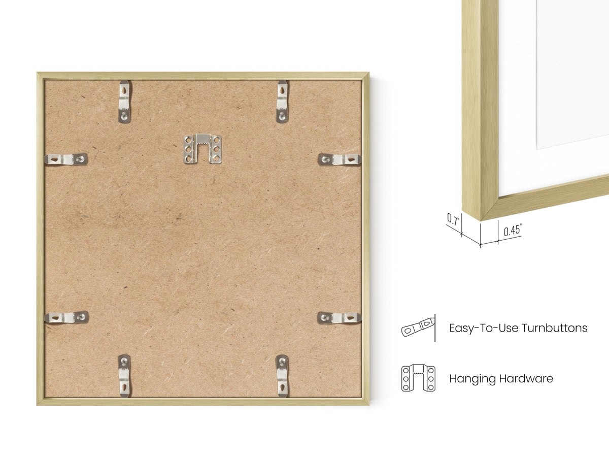 12x12 Gold Metal Picture Frames Matted to 8x8 (6 Count)