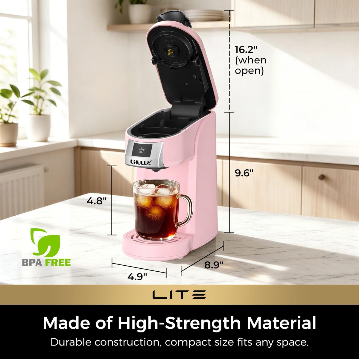 Lite Single Serve Coffee Maker for K Cup with One Touch Brew