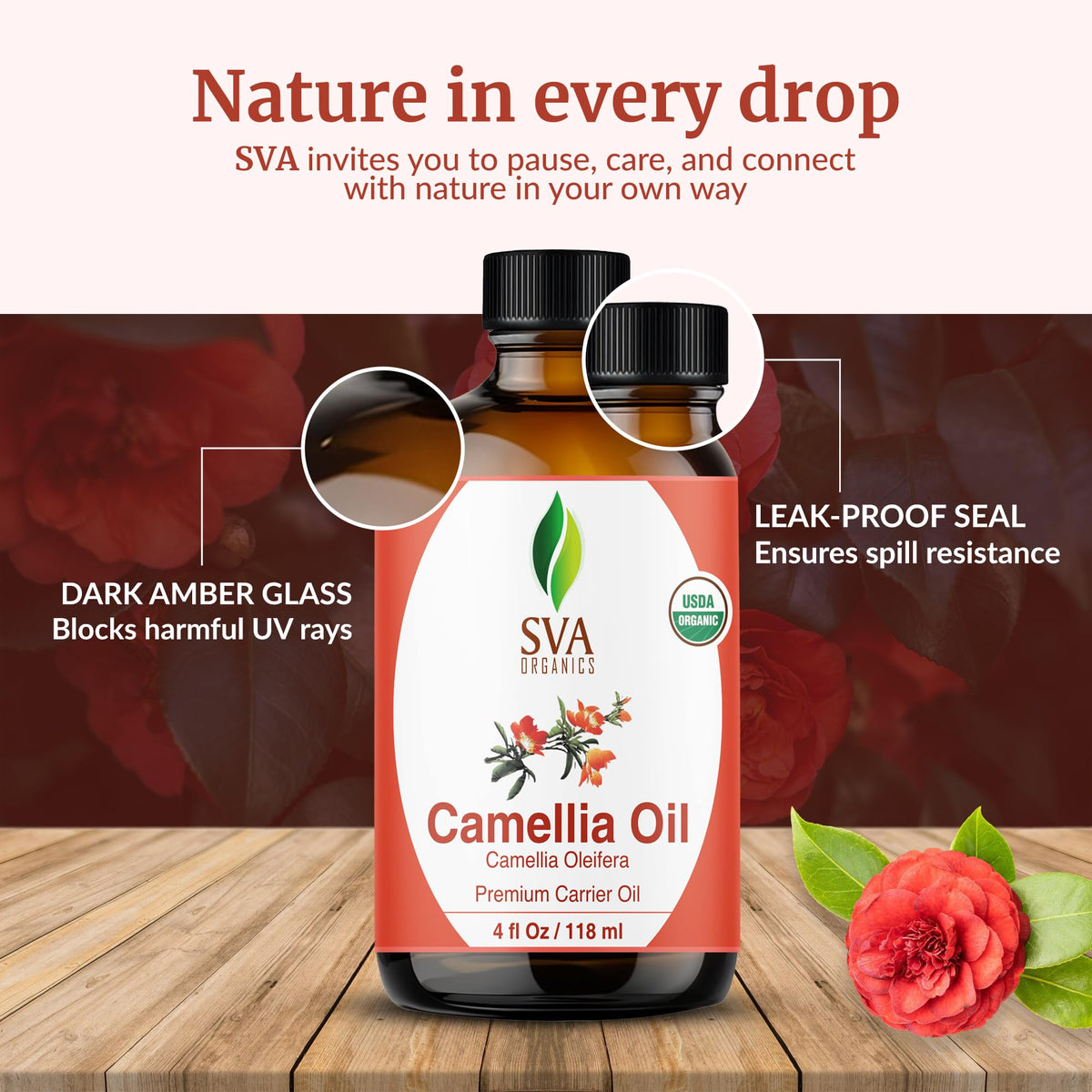 SVA Organic Camellia Seed Carrier Oil with Dropper (4 Fl Oz)