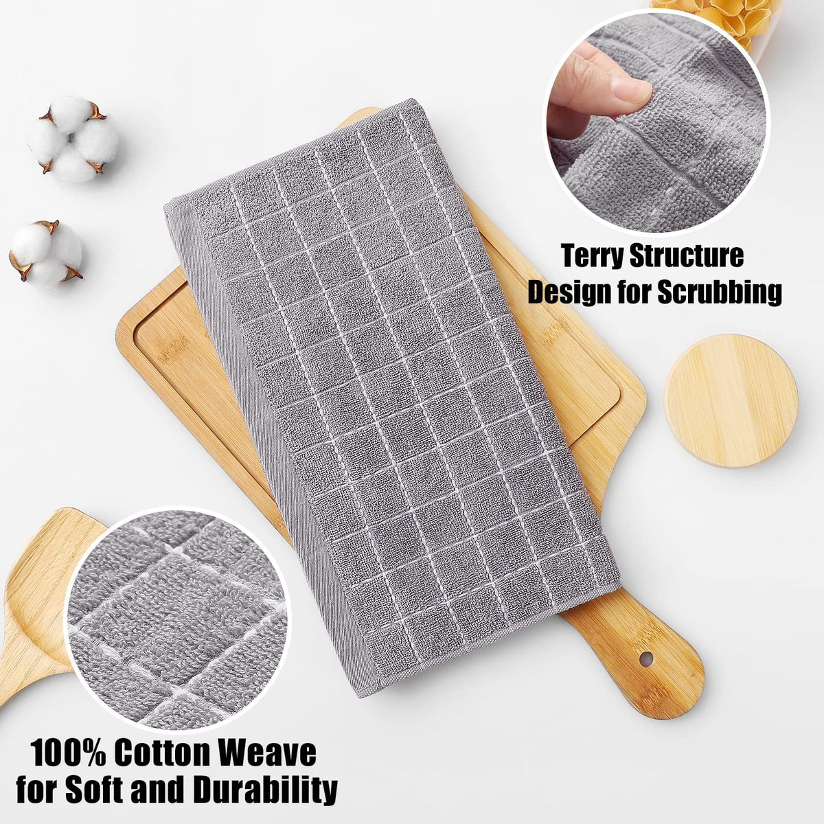 100% Cotton Terry Kitchen Dish Cloths (8 Count)