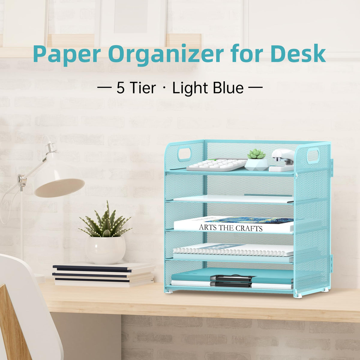 5 Trays Paper Organizer Letter Tray with Handle
