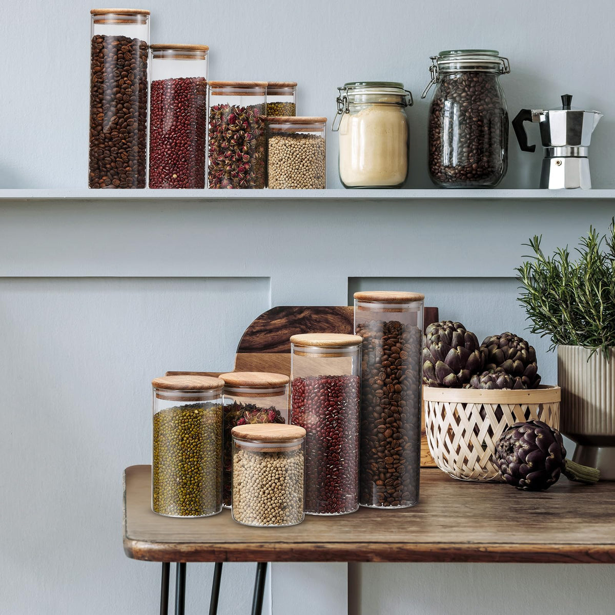 Glass Storage Jars with Wooden Lids (24 Count)