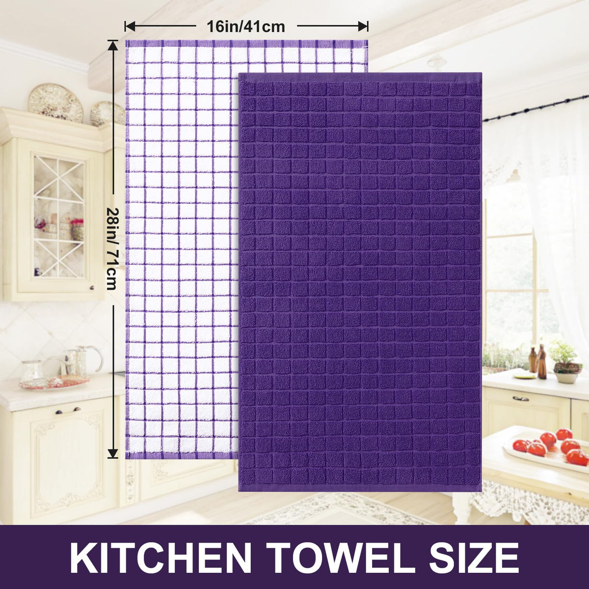 Large Premium Cotton Kitchen Towels 16"x 28" (4 Count)
