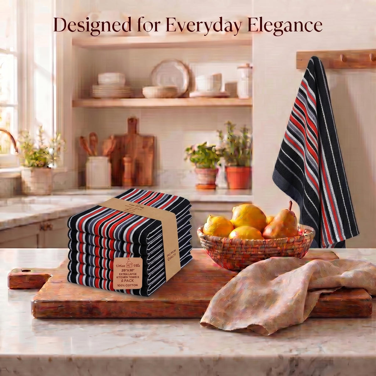 Kitchen Towels Cotton Dish Towels 20”x30” (6 Count)