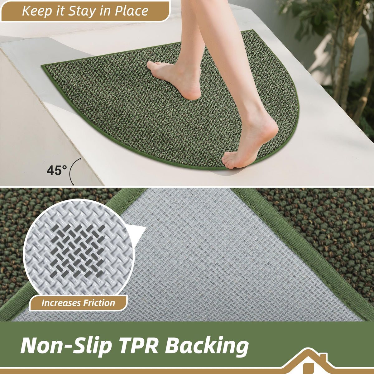 Dirt Trapper Door Mat 32" x 48" Half Circle Non Slip Rugs
