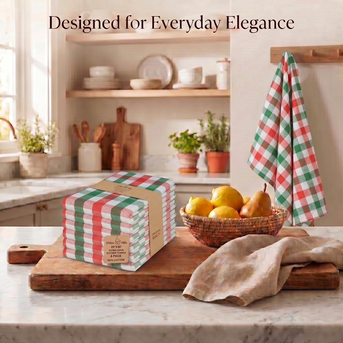 Kitchen Towels Cotton Dish Towels 20”x30” (6 Count)