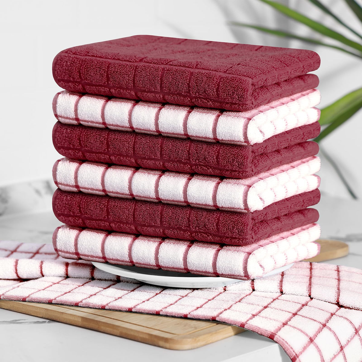 Large Premium Cotton Kitchen Towels 16"x 28" (6 Count)