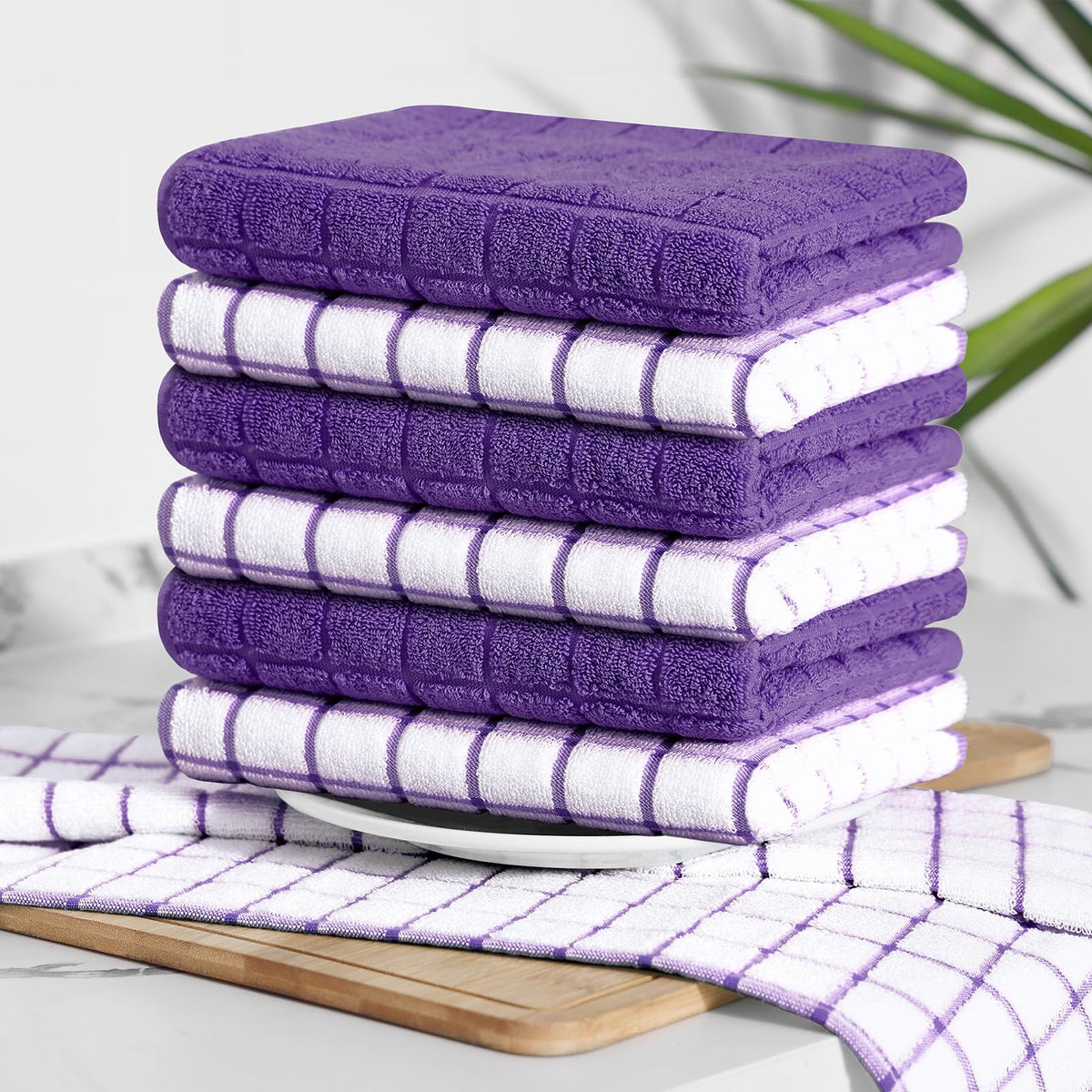 Large Premium Cotton Kitchen Towels 16"x 28" (4 Count)