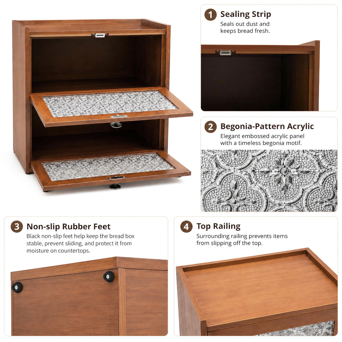 Vintage Bread Box for Kitchen Countertop