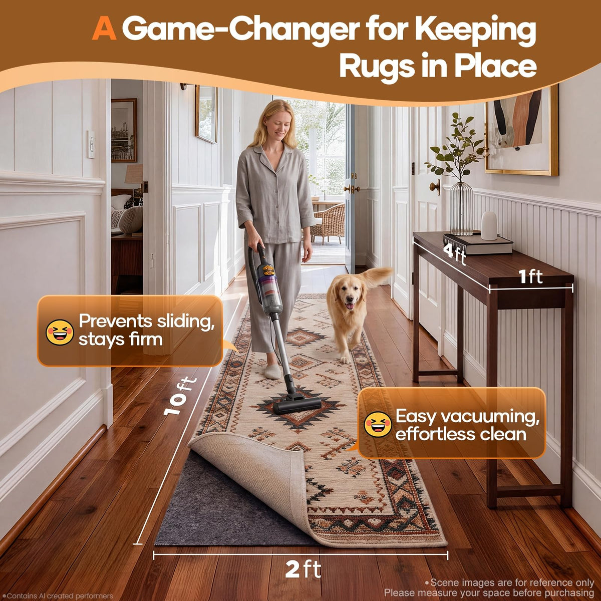 Non Slip Cushioned Runner Rug Pad Gripper 2x10 Ft (20.02 sq ft sq ft)