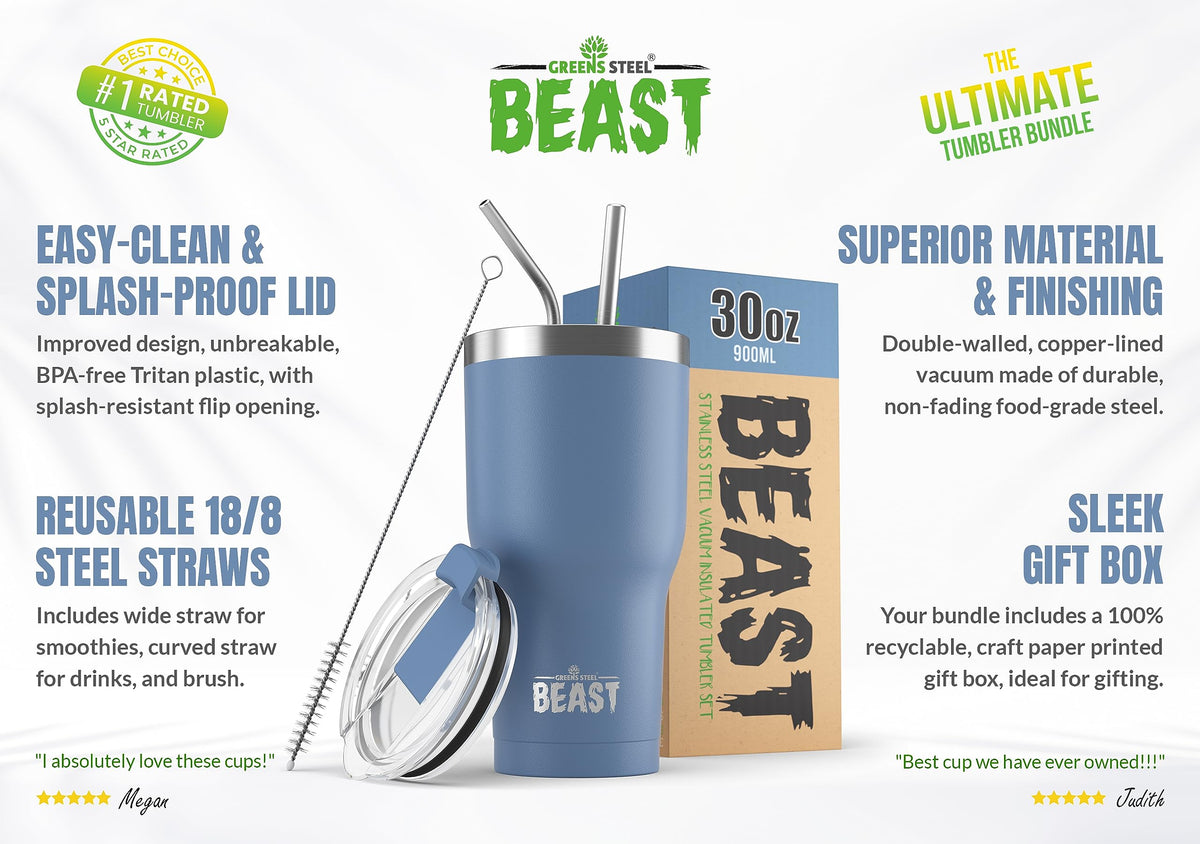 Beast 30 oz Tumbler Stainless Steel Vacuum Insulated Coffee Ice Cup Double Wall Travel Flask