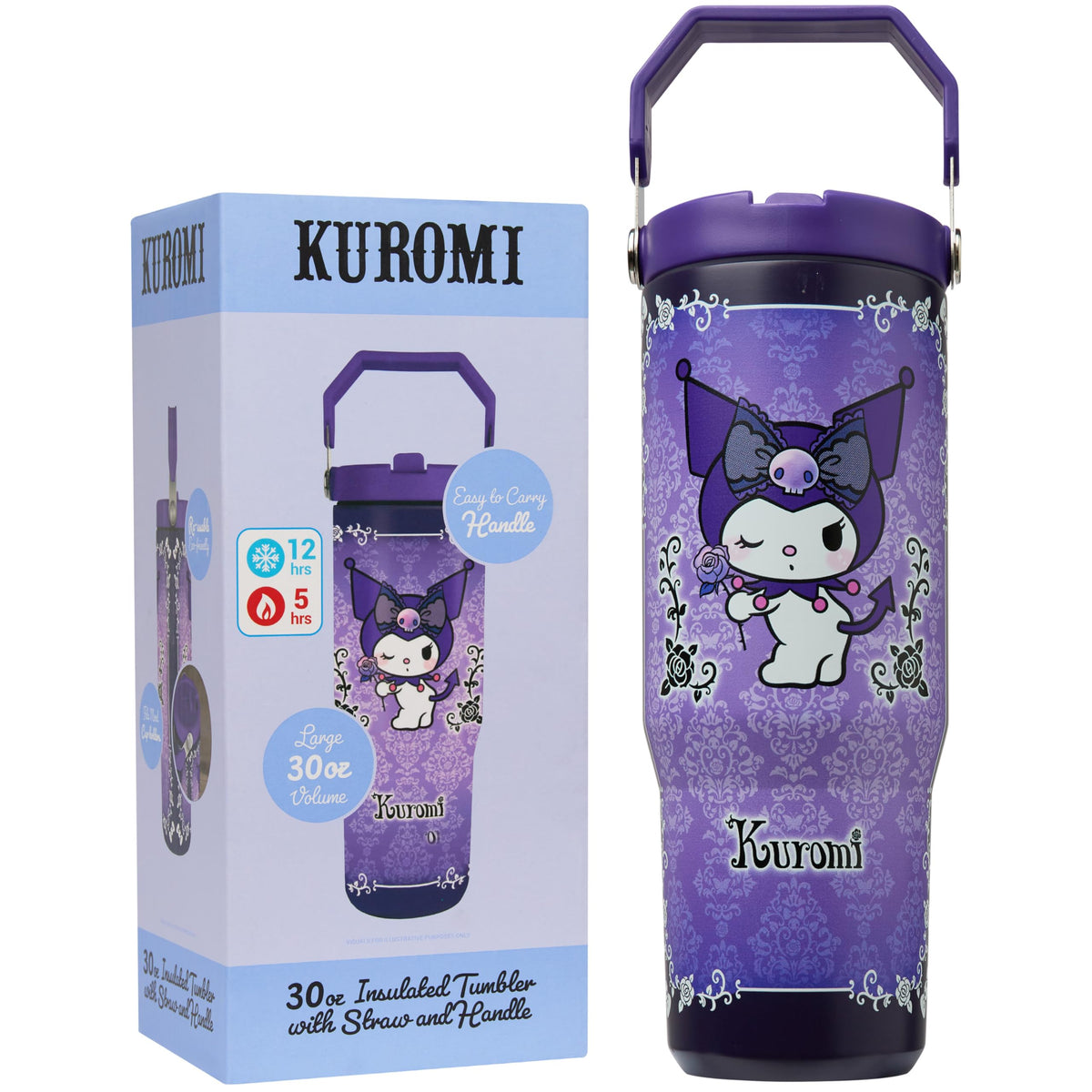 Hello Kitty Sanrio Tumbler Stainless Steel with Straw 30oz Girls Teens Insulated Cup with Lids