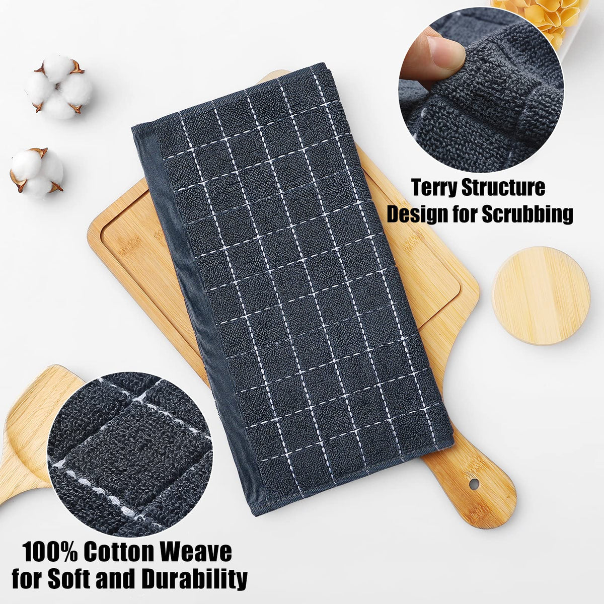 100% Cotton Terry Kitchen Dish Cloths (6 Count)