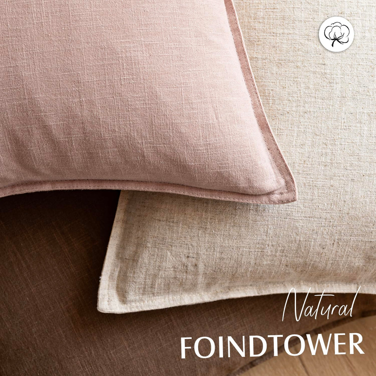 Pack of 2 Decorative Linen Solid Throw Pillow Covers Soft Accent Cushion Case Boho Farmhouse Pillowcase for Bed Chair Couch Sofa Bedroom Living Room Home Decor 20 x 20 Inch Light Pink (2 Count)