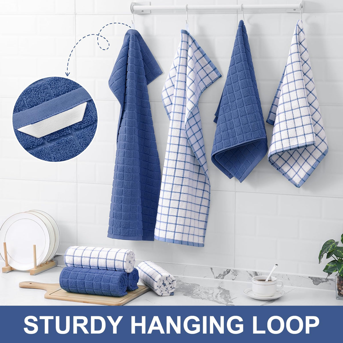 Large Premium Cotton Kitchen Towels 16"x 28" (6 Count)