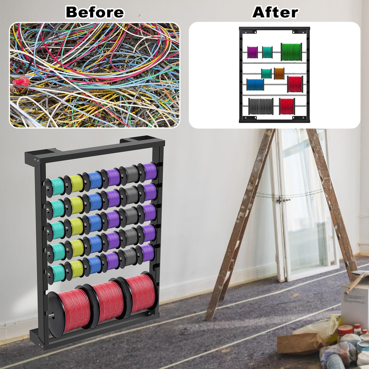 Wall Mount Wire Spool Rack