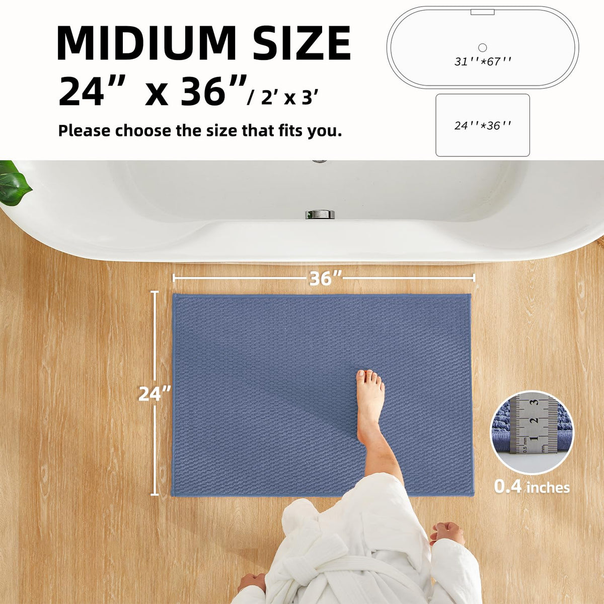 Bathroom Rugs Non Slip Washable (6 Sq Ft)