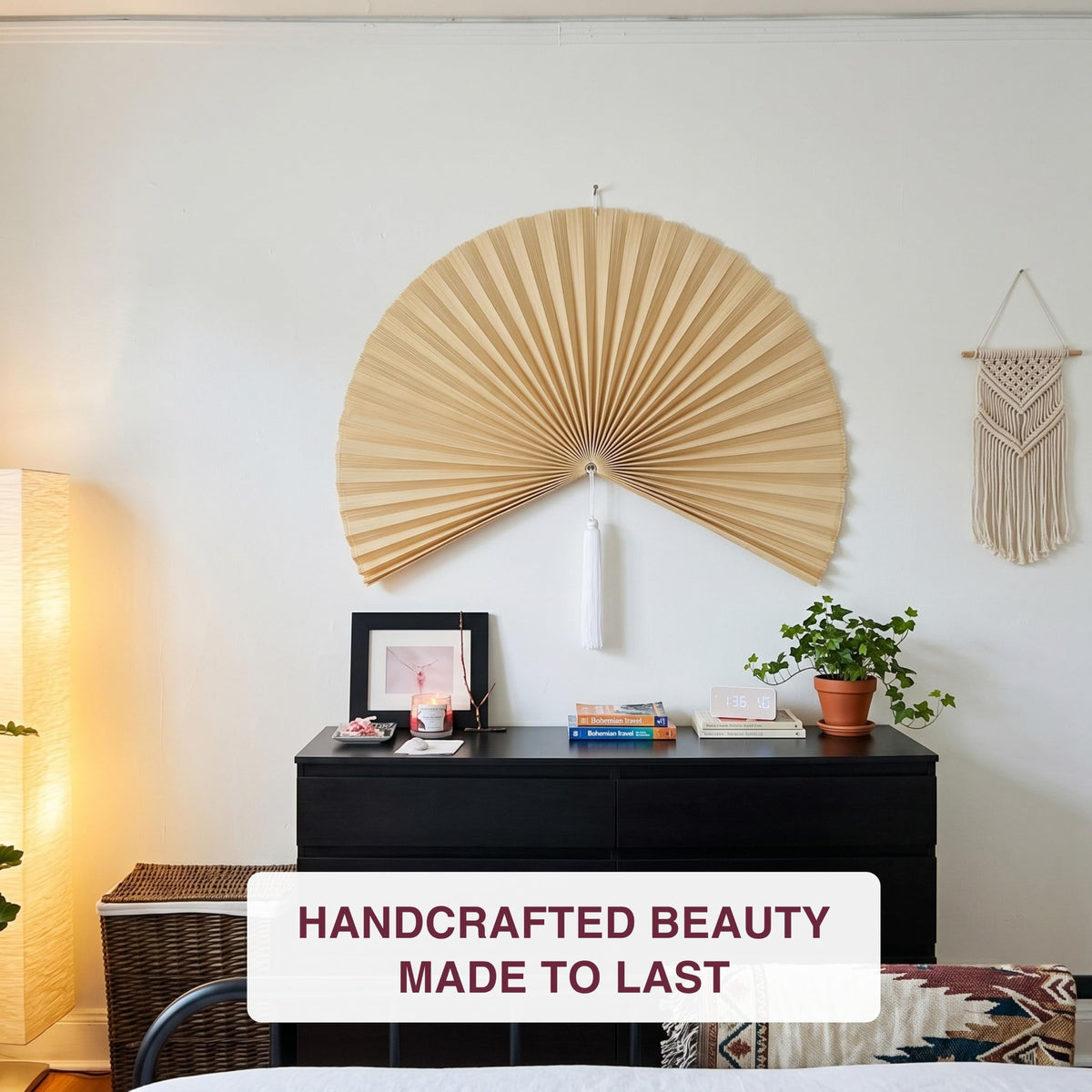 Beige Bamboo Wall Fan