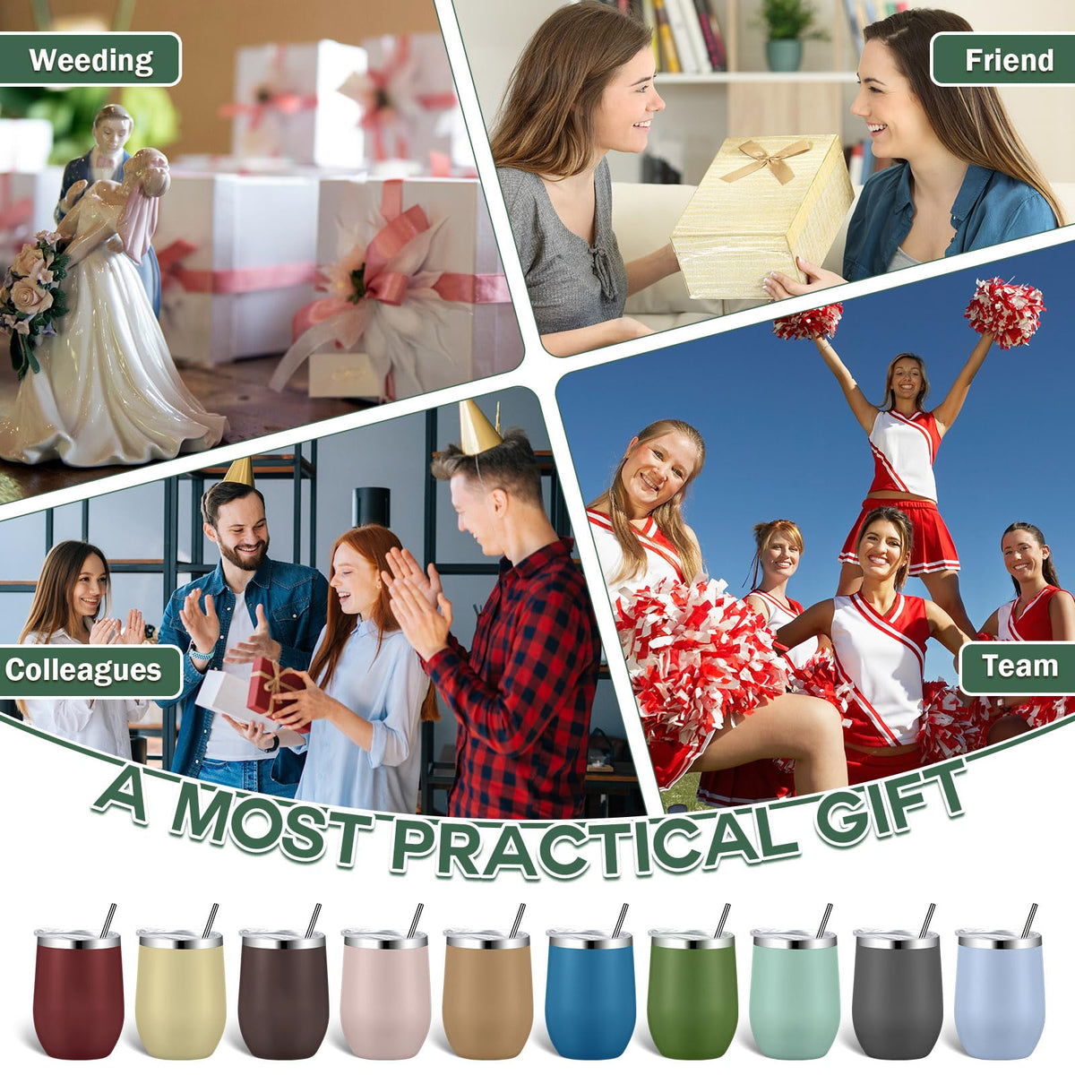 40 Pack Insulated Wine Tumbler Stainless Steel Bulk 12oz (40 Count)
