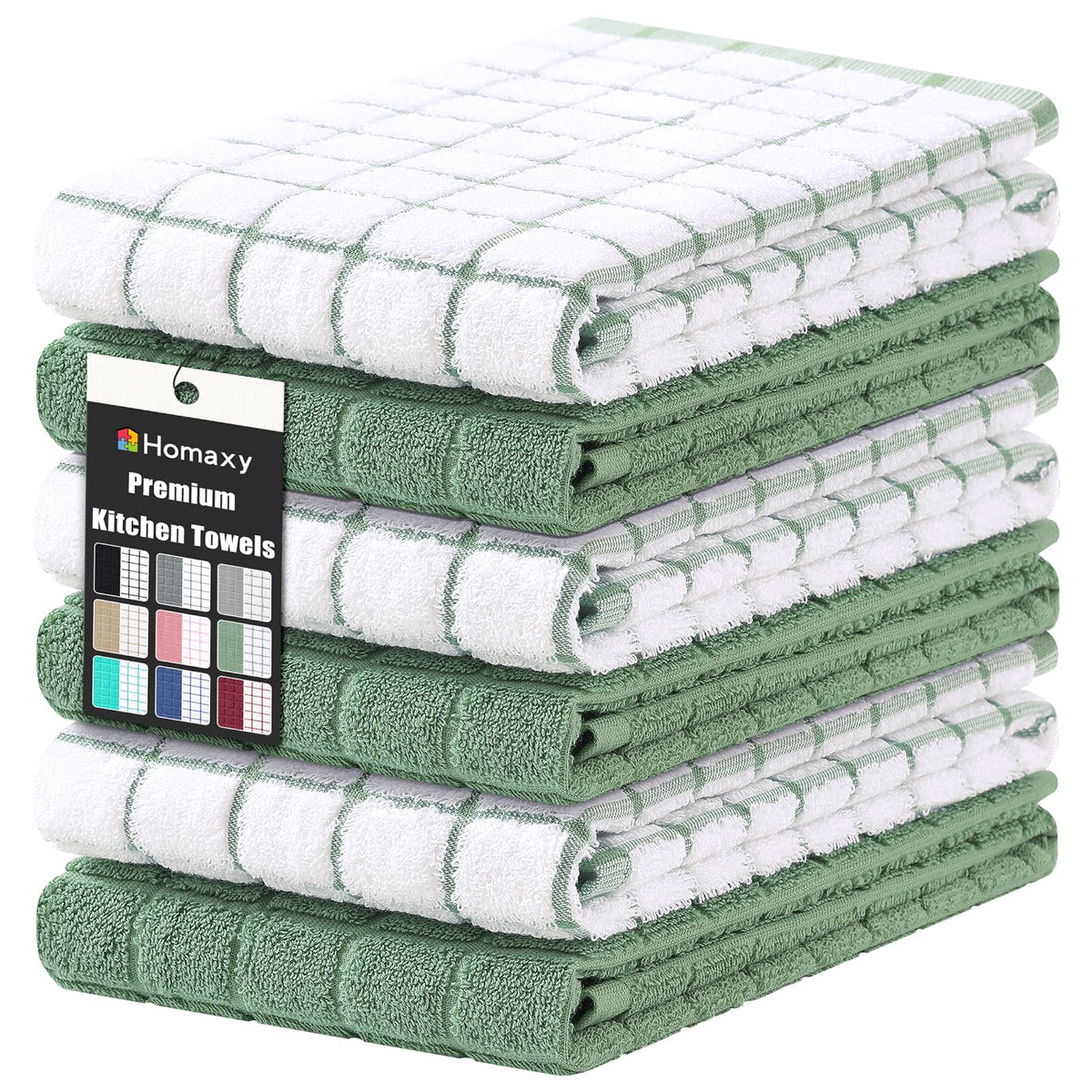 Large Premium Cotton Kitchen Towels 16"x 28" (6 Count)