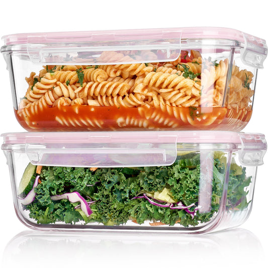 2Pack 1860ml 63oz Large Glass Storage Containers With Lids (2 Count)