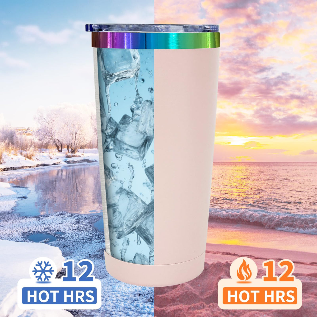 20 oz Stainless Steel Tumbler with Lid and Straw Double Wall Vacuum Insulated Coffee Mug Powder Coated Cup for Hot and Cold Drinks