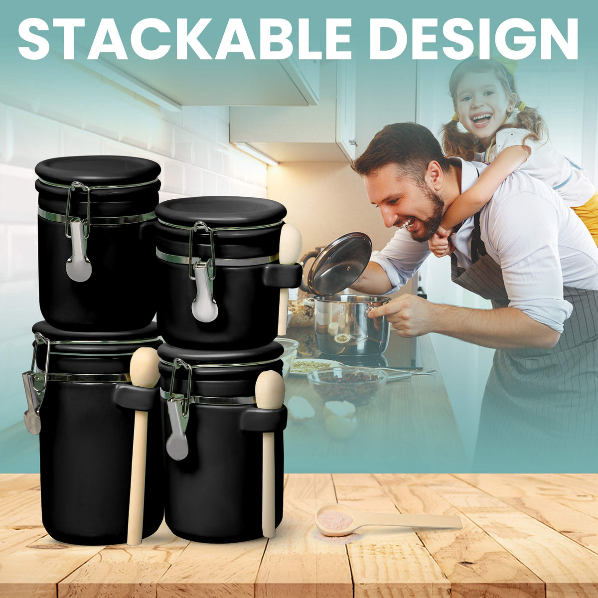 4 Piece Ceramic Kitchen Canisters Set (4 Count)
