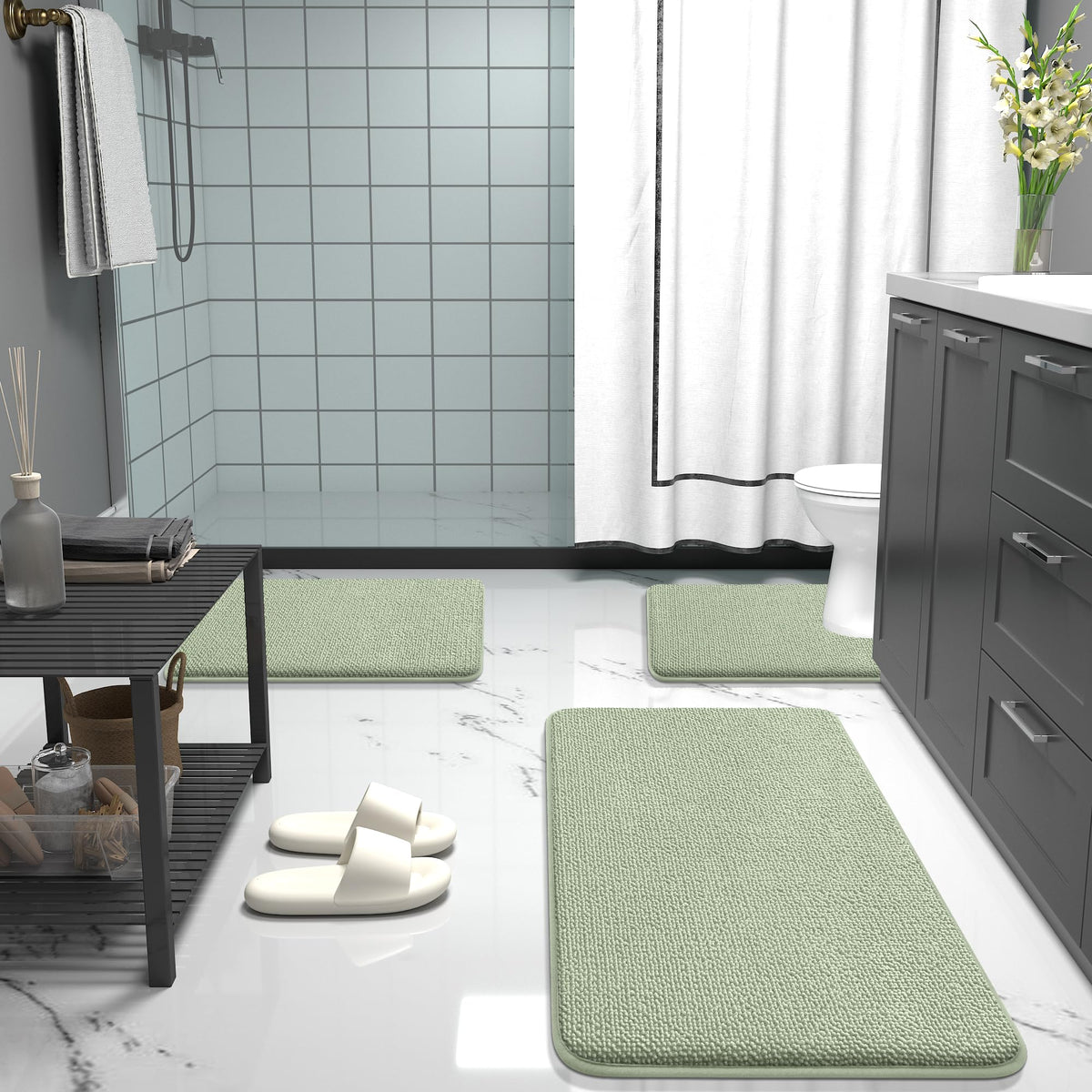 Memory Foam Bathroom Toilet Rugs U