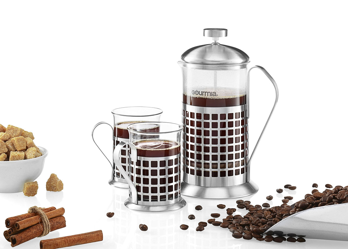 GCM9830 French Press Coffee Maker Set 600 ml French Press Coffee Brewer With 2 Matching Stainless Steel Drinking Cups