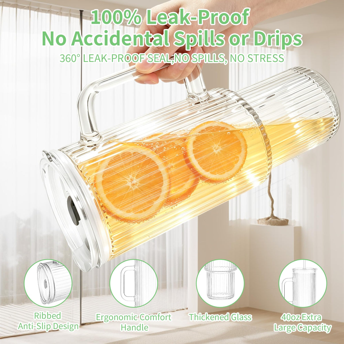 40oz Ribbed Glass Tumbler with Handle (40 Count)
