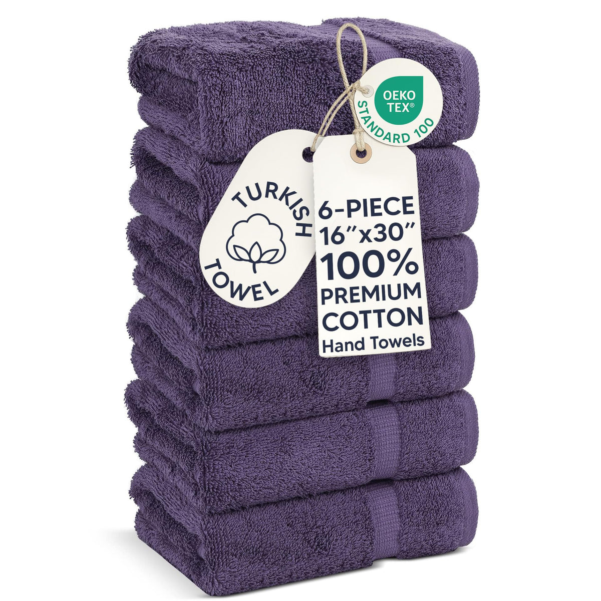 Hotel & Spa Quality 100% Cotton Premium Turkish Towels (6 Count)