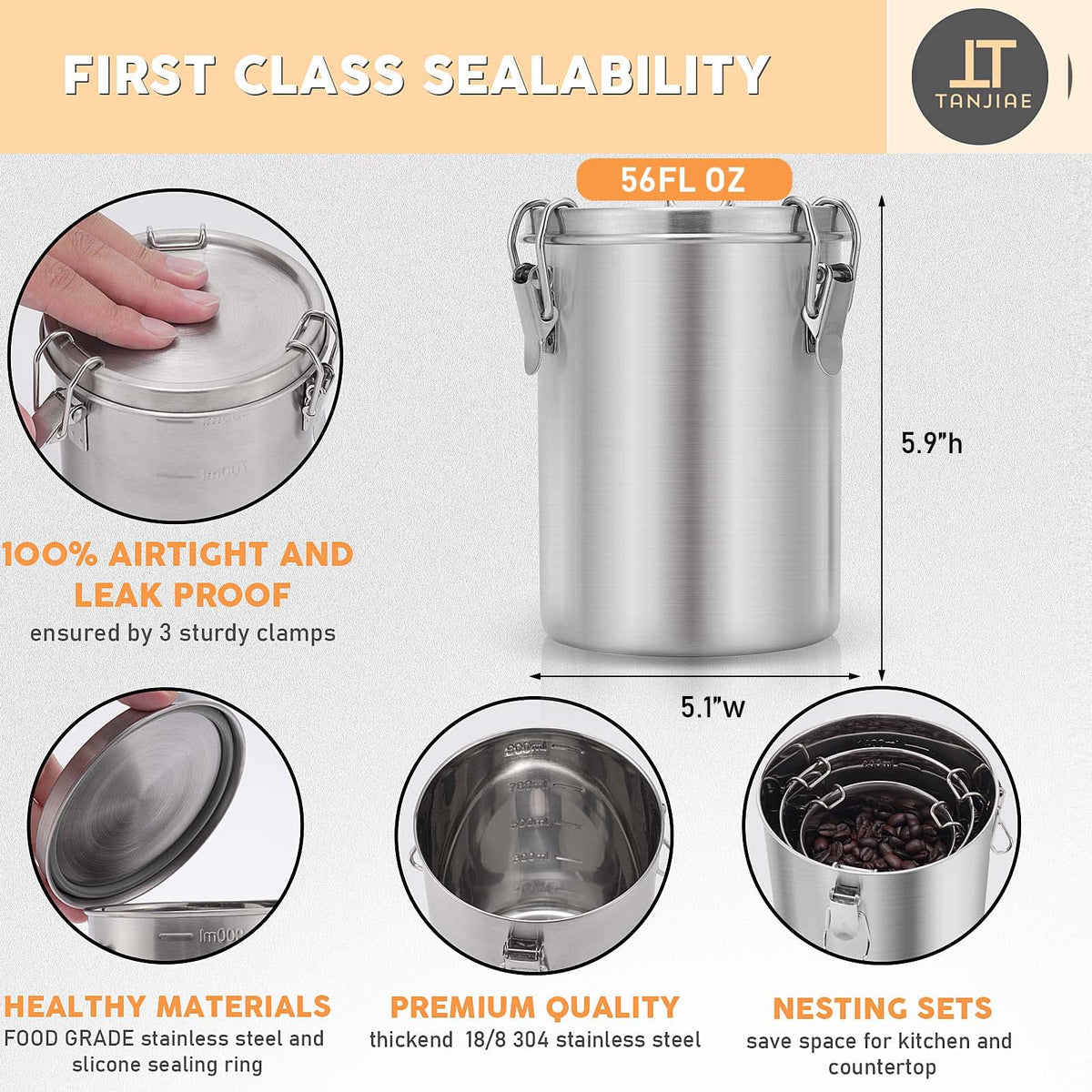 Stainless Steel Coffee Canister (12.3459 Ounce)
