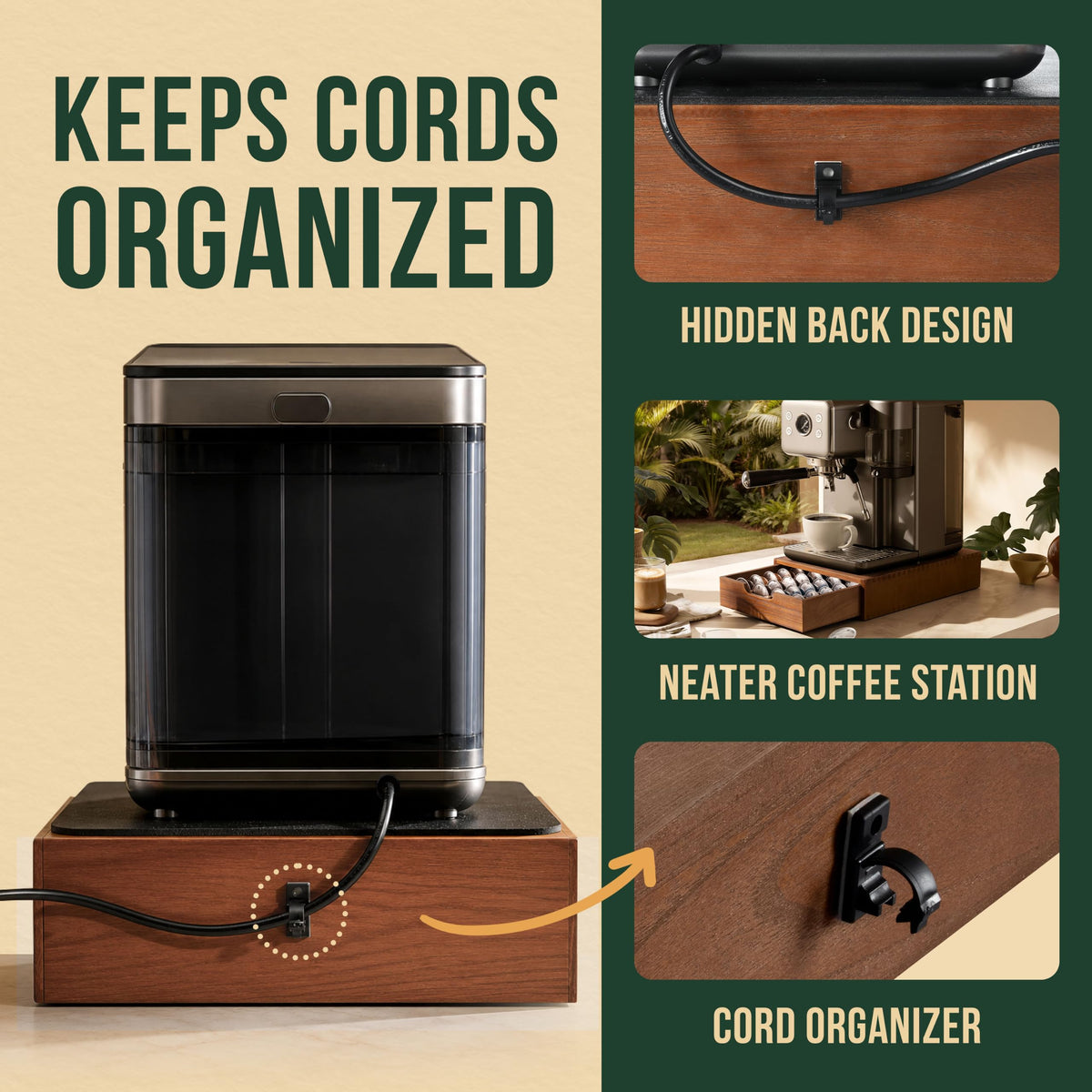 K Cup Holder & Nespresso Capsule Storage Drawer Organizer with Removable Coffee Pod Tray