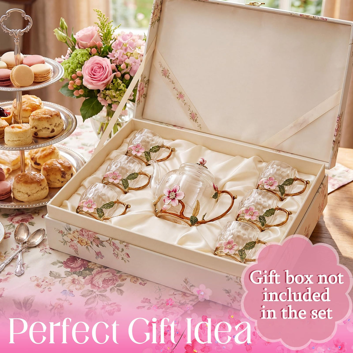Floral Glass Tea Set (7 Count)