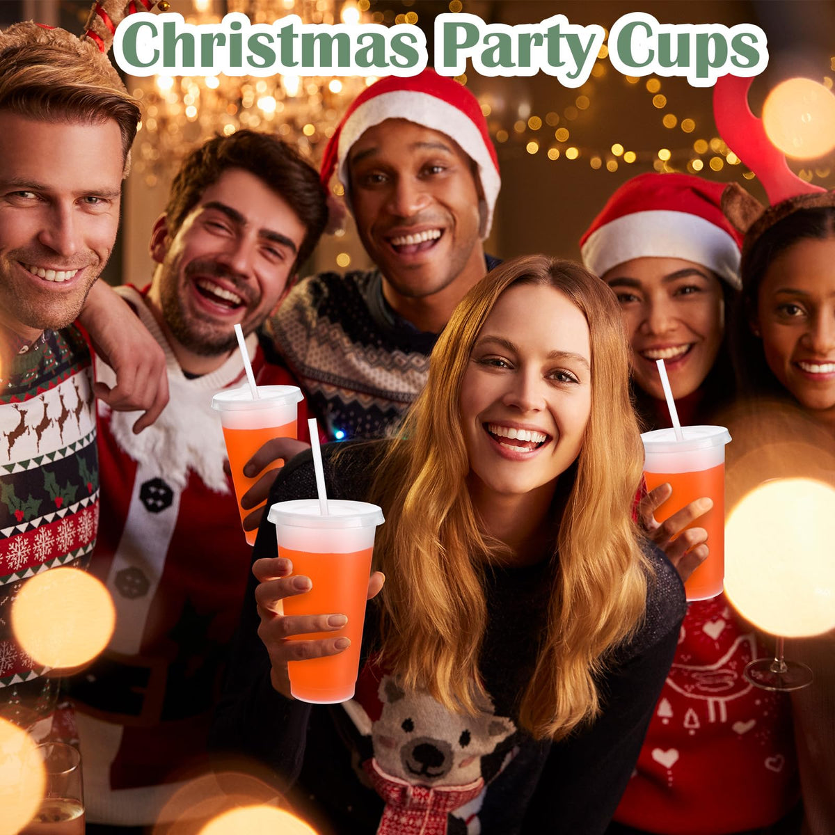 60 Pack Plastic Cups with Lids Straws (60 Count)