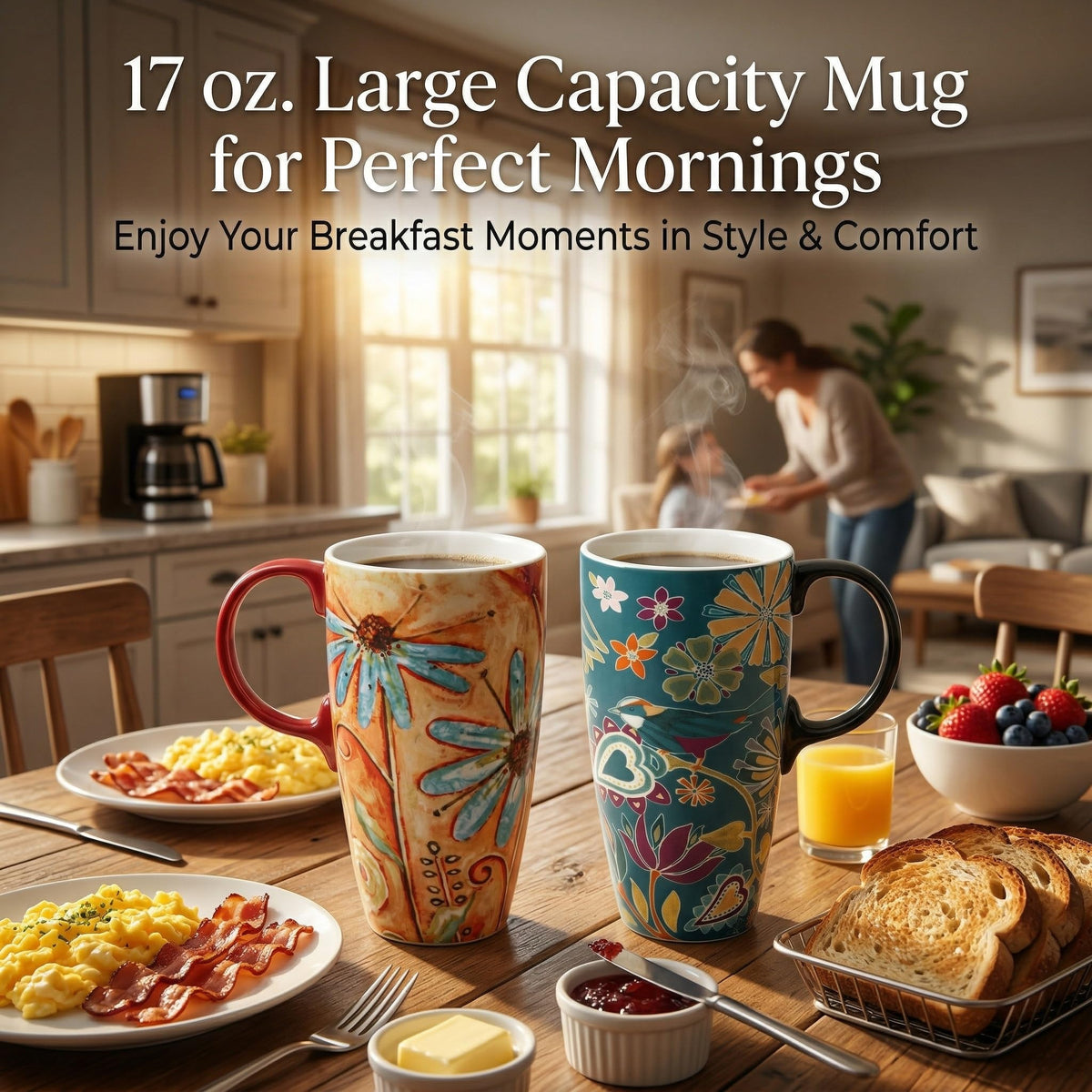 Set of 2 Ceramic Travel Mugs with Lid (2 Count)