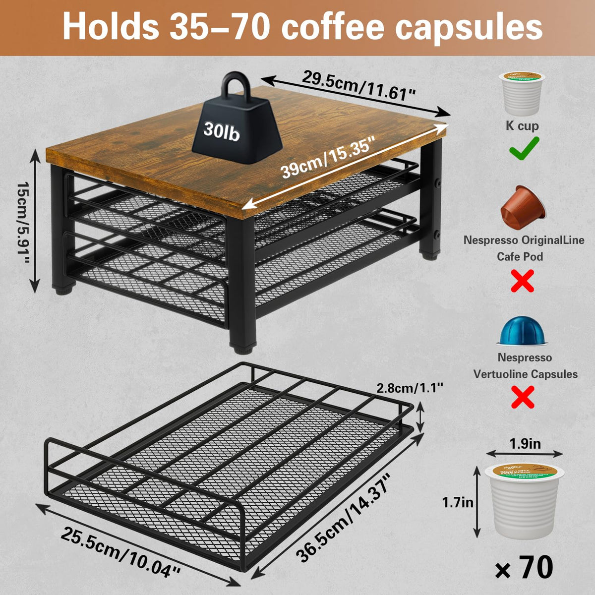 2 Tier Coffee Pod Drawer Holder for K Cup