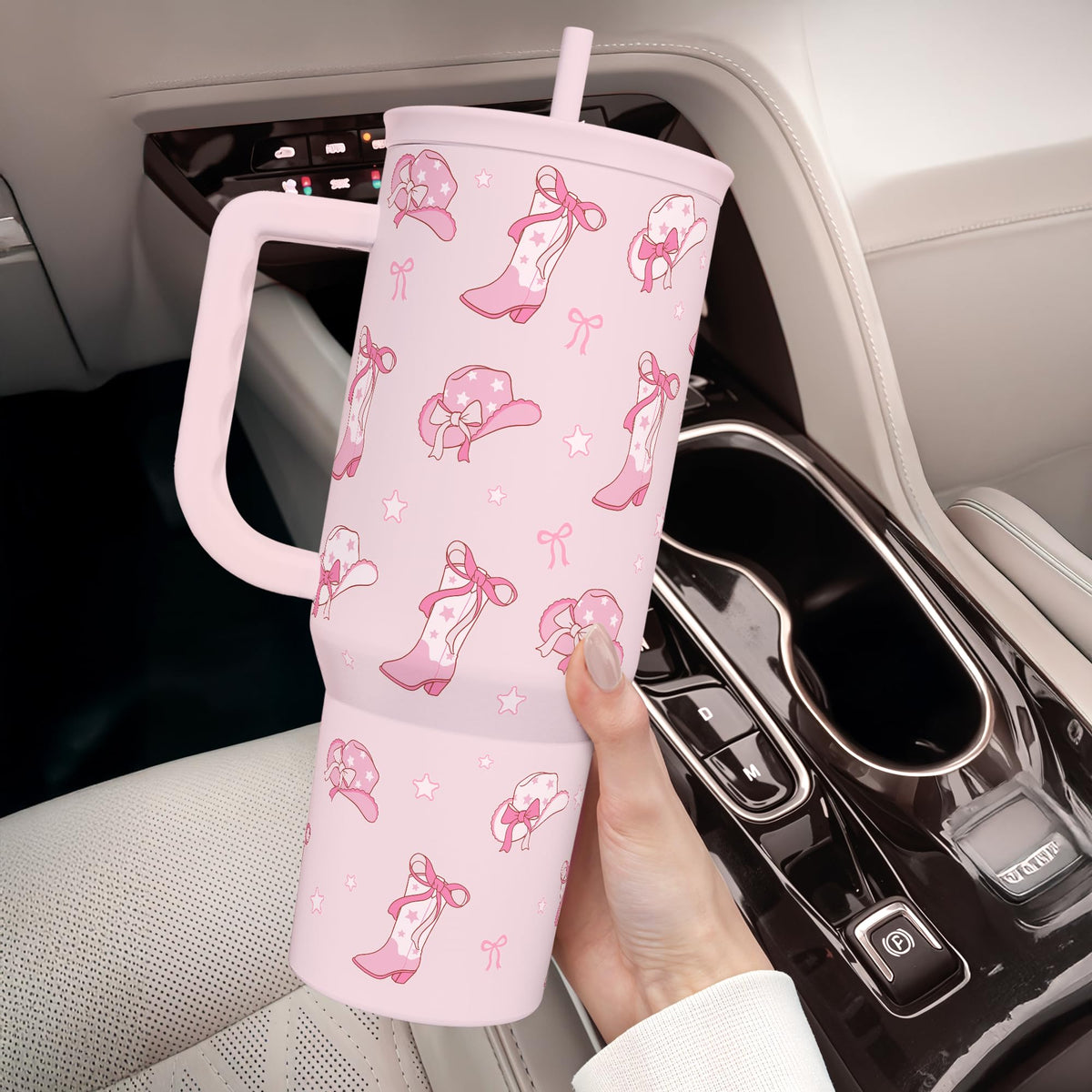 Cowgirl 40oz Slider Tumbler with Handle and Straw